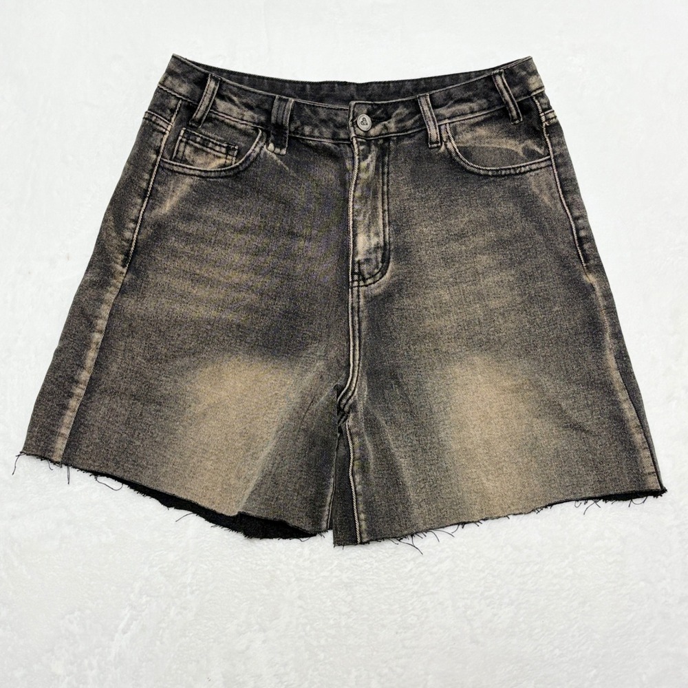 ⁠Elfric Eden Grunge Vintage Wash Black Denim Jorts Shorts Size 30 Streetwear Y2K